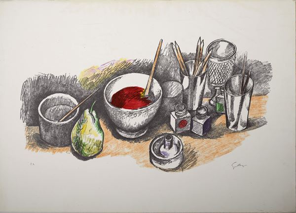 Renato Guttuso - “Tavolo di studi”