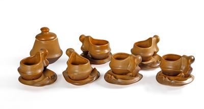 FAIANTA SIGHISOARA, Set da caffè in ceramica ocra, 1970