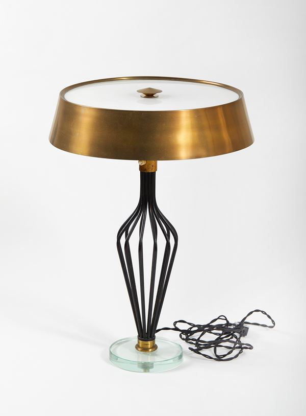 Max Ingrand - Lampada da tavolo con paralume in ottone