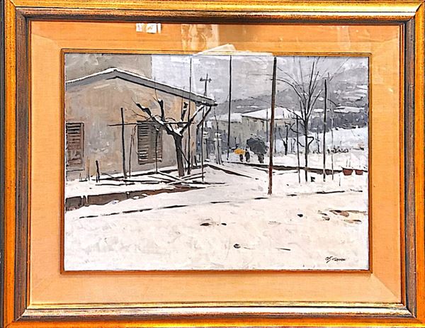Osvaldo Curandai - Paesaggio innevato