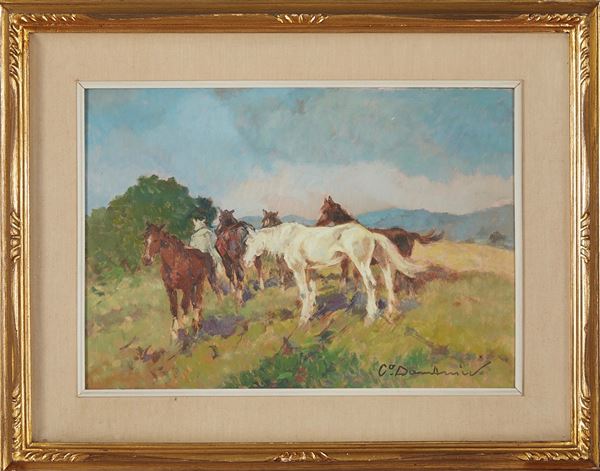 Carlo Domenici - "Paesaggio con cavalli"