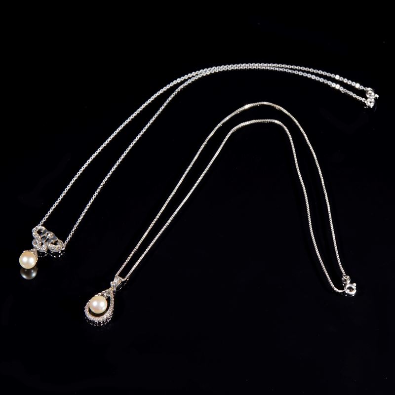 Due collane in oro bianco  - Asta GIOIELLI E PREZIOSI - Fidelis Auctions