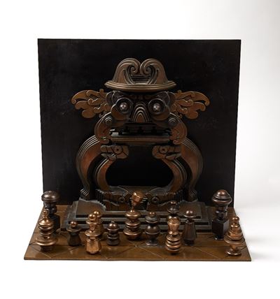 "proscenio Turandot con 14 Figure in Bronzo Decorato e Brunito"