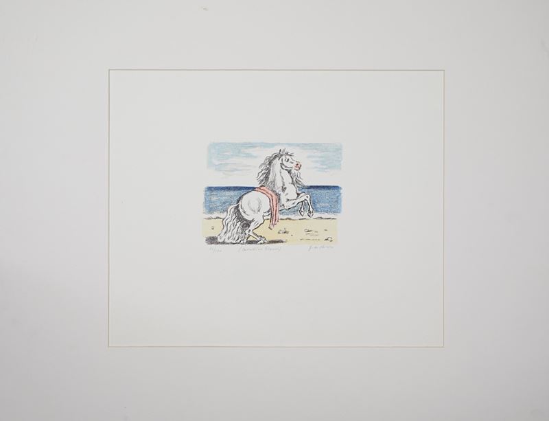 Giorgio De Chirico : “Cavallino bianco”  - Litografia a 6 colori su carta - Asta Arte Moderna e Contemporanea: I Sessione - Grafiche e Multipli d'autore - Fidelis Auctions