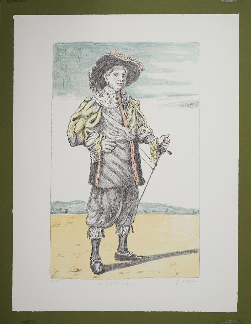 Giorgio De Chirico : “Autoritratto in costume”  - Litografia a 6 colori su carta - Asta ASTA 5 - ARTE MODERNA E CONTEMPORANEA - Fidelis Auctions