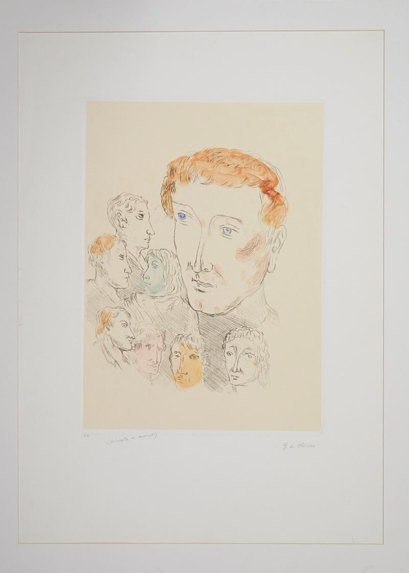 Giorgio De Chirico : “Personaggi”  - Colorata a mano - Auction ASTA 5 - ARTE MODERNA E CONTEMPORANEA I SESSIONE - Fidelis Auctions