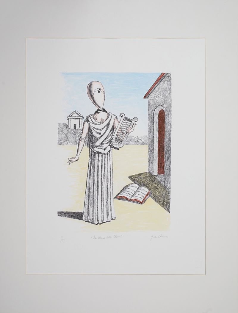 Giorgio De Chirico : “La Musa della Storia"  - Litografia a 5 colori su carta - Asta ASTA 5 - ARTE MODERNA E CONTEMPORANEA - Fidelis Auctions