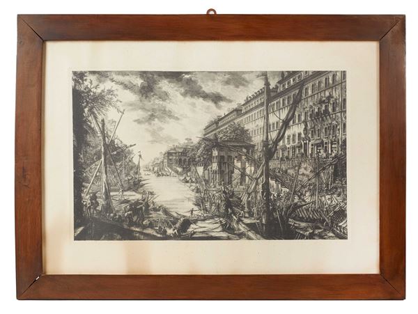 Giovanni Battista Piranesi -  "Veduta del porto di Ripa Grande"