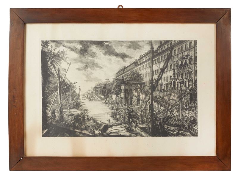 Giovanni Battista Piranesi :  "Veduta del porto di Ripa Grande"  - Asta Antiquariato - Fidelis Auctions