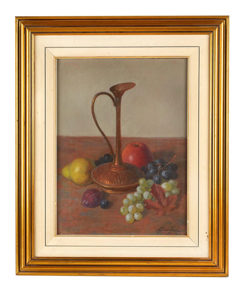 Bruno Semprebon : "Natura morta"  - Olio su faesite - Asta Grafiche e Dipinti del XX secolo - Fidelis Auctions