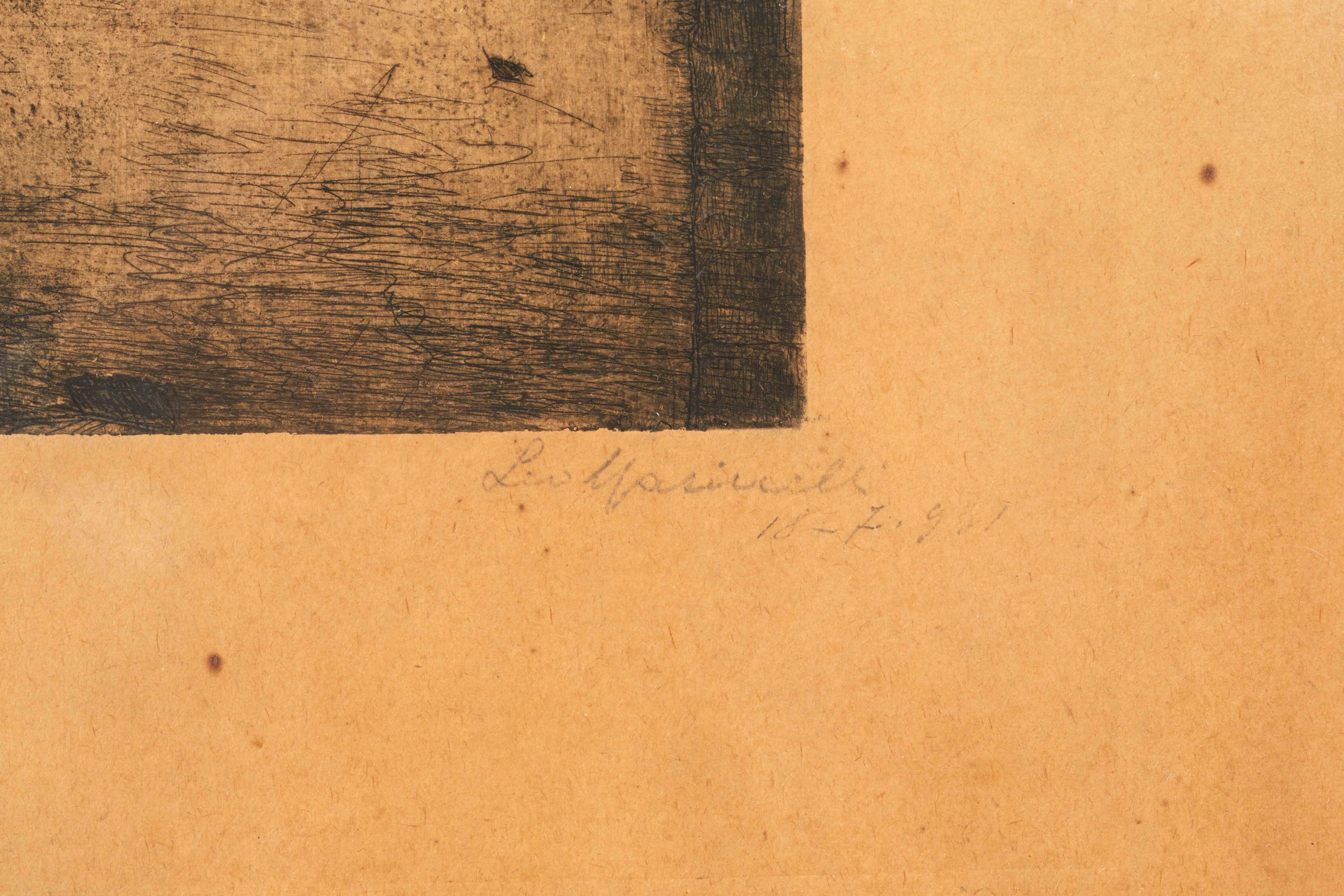 Leo Masinelli - Vecchie case, Litografia a colori su carta