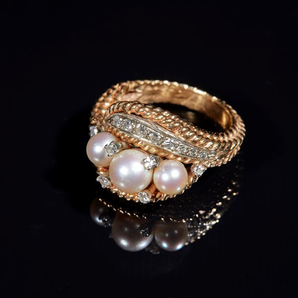 Anello in oro rosa e bianco