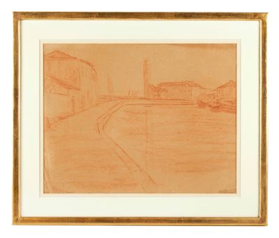 Paesaggio lagunare, sanguigna su carta