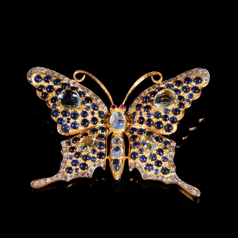 Spilla in argento dorato  - Asta GIOIELLI E PREZIOSI - Fidelis Auctions