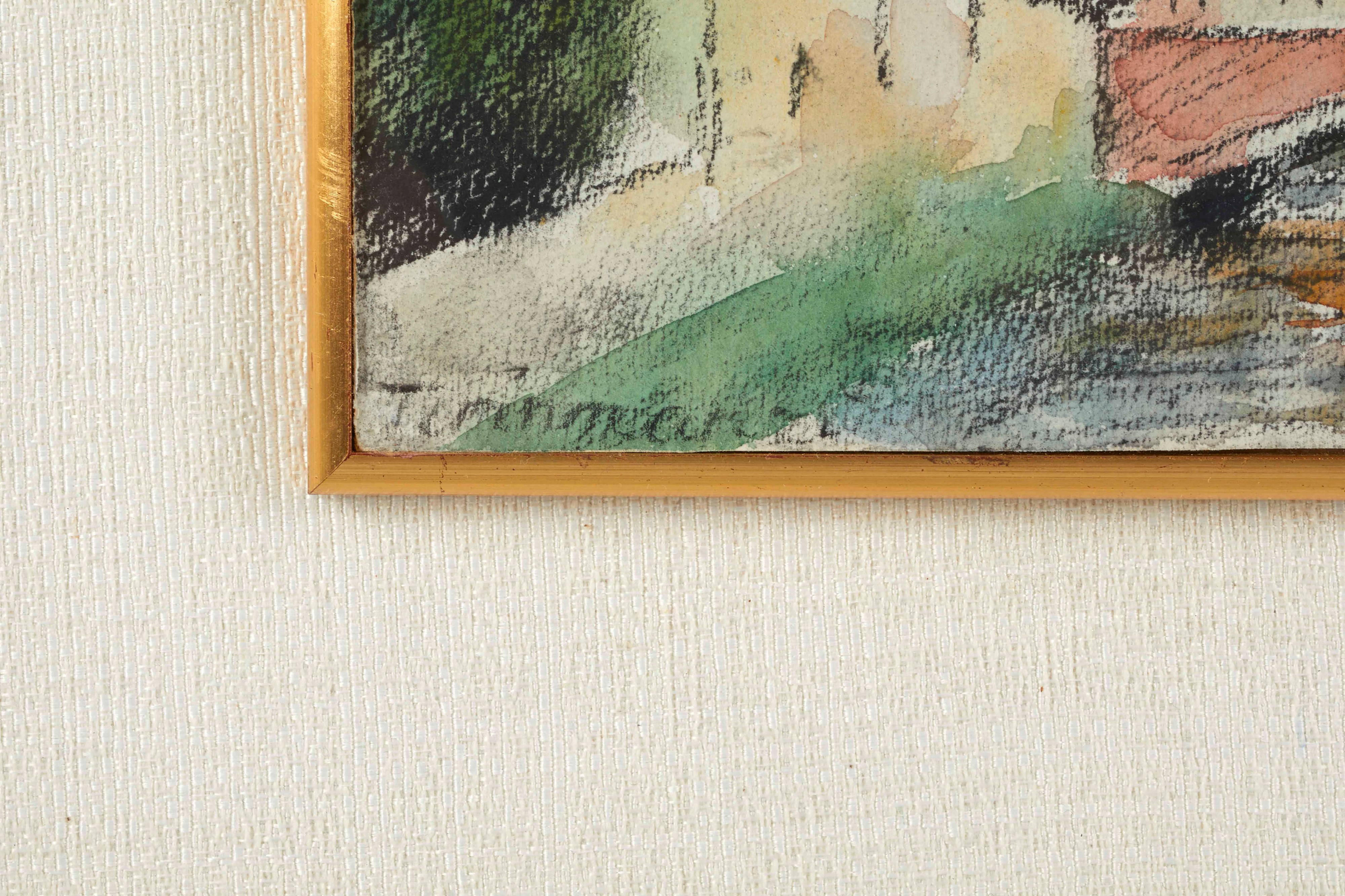 Nino Tirinnanzi - Paesaggio in Versilia, tecnica mista su carta applicata su faesite