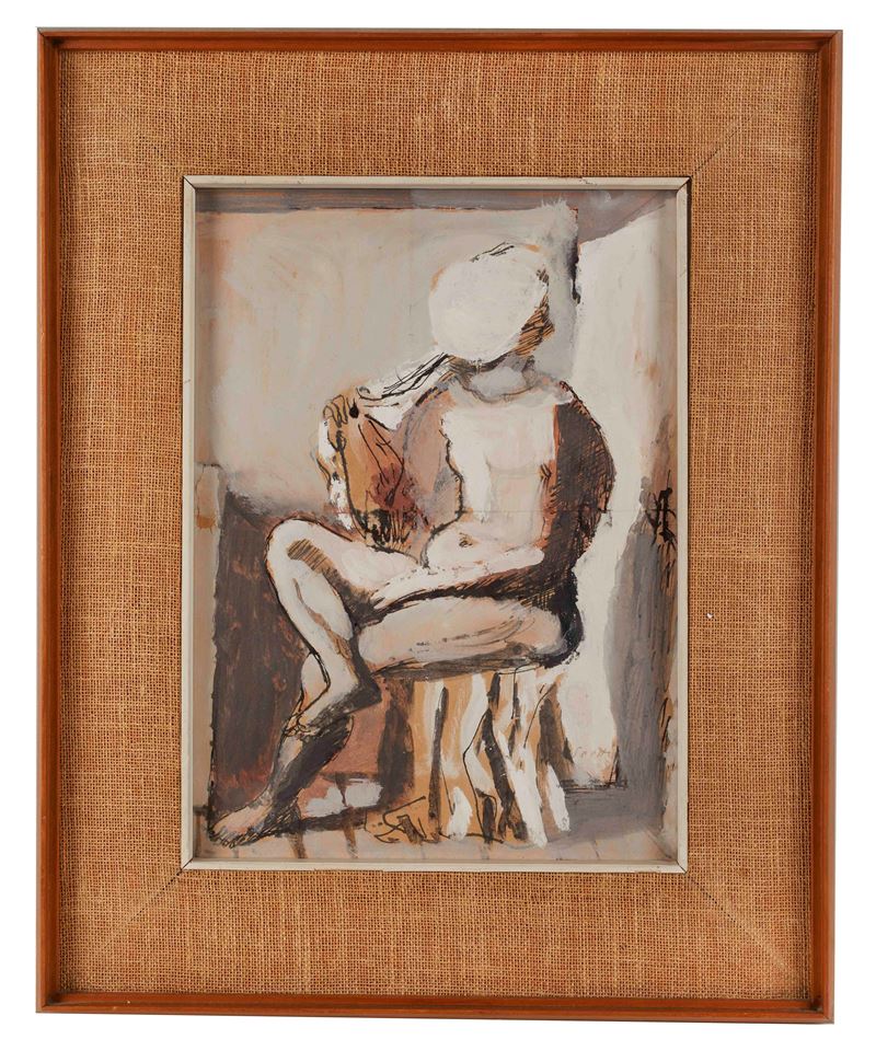 Bruno Saetti : "Senza titolo"  (1945)  - Acquerello e tecnica mista su carta - Asta Arte Moderna e Contemporanea - Fidelis Auctions