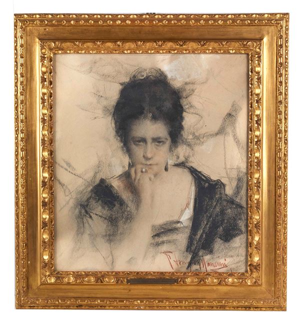 Francesco  Longo Mancini - "Ritratto di gentildonna"