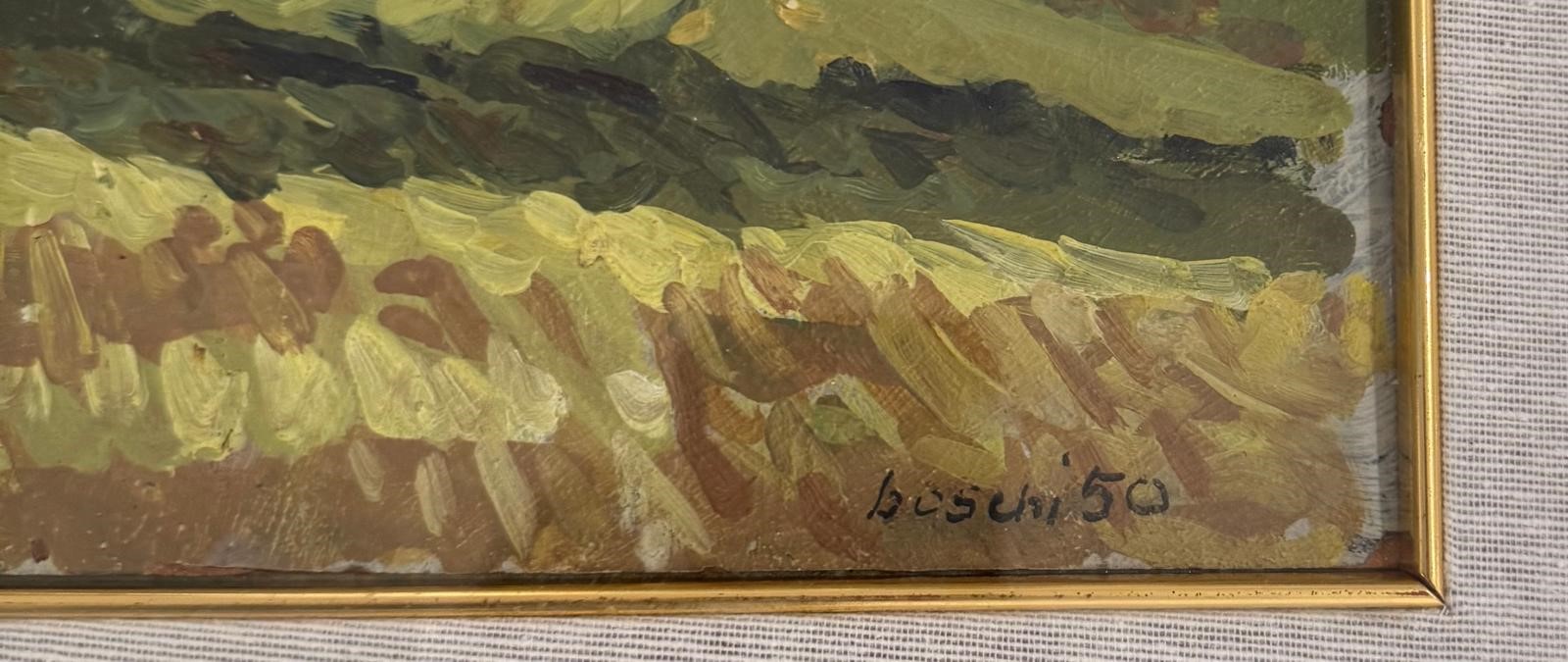 Dino Boschi - Paesaggio, olio su cartone