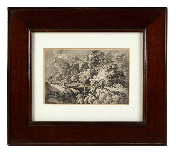 "Paesaggio con ponticello".