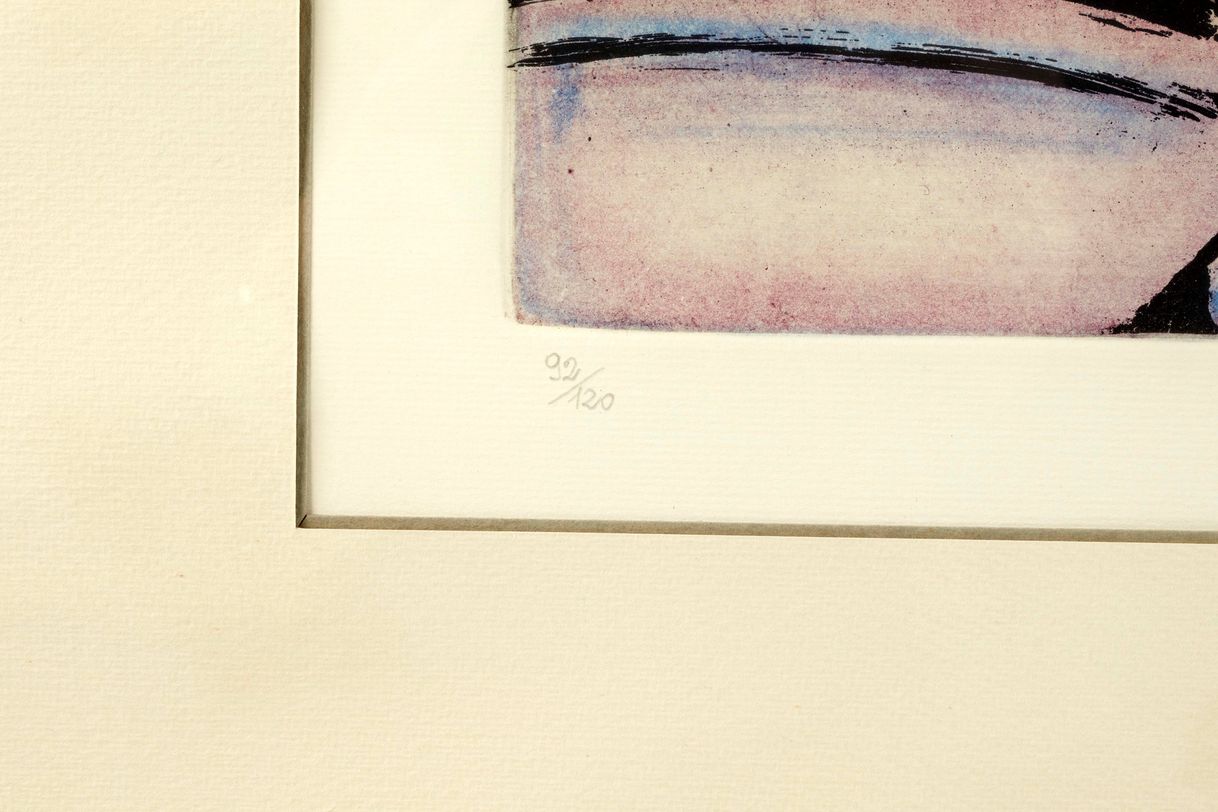 Domenico Cantatore - Odalisca, litografia a colori su carta