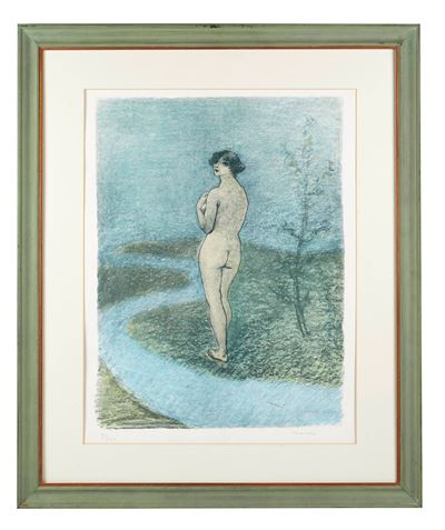 Nudo femminile, litografia a colori su carta