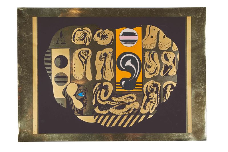 Concetto Pozzati : "Senza titolo"  (1964)  - Litografia a colori su carta - Asta Grafiche e Dipinti del XX secolo - Fidelis Auctions