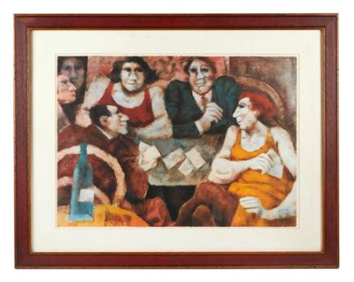 Giocatori di carte - Litografia a colori su carta
