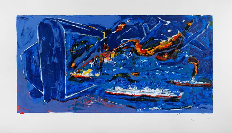 Mario Schifano : “Stand by”  - Serigrafia polimaterica su carta - Asta ASTA ONLINE 1 - GRAFICHE E DIPINTI DEL XX SECOLO - Fidelis Auctions