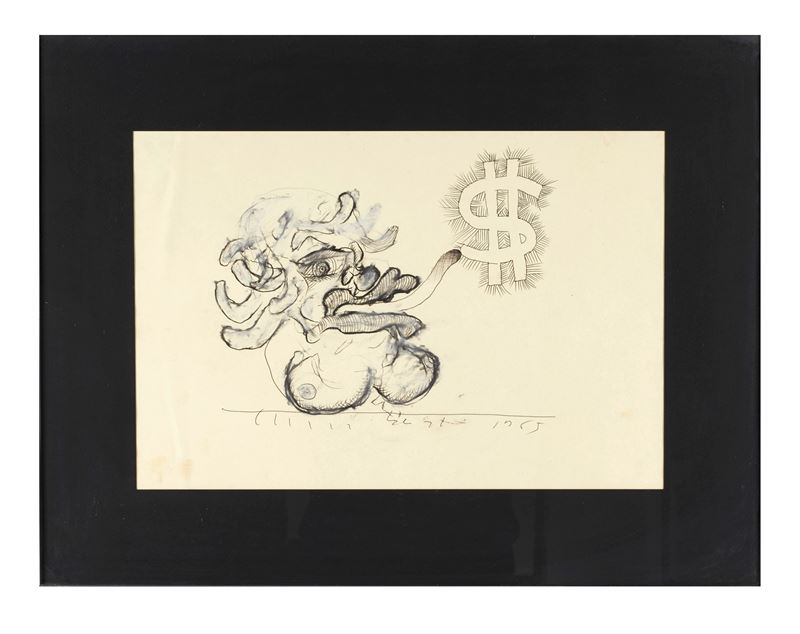 Pirro Cuniberti : "Senza titolo"  (1965)  - Tecnica mista su carta - Asta Grafiche e Dipinti del XX secolo - Fidelis Auctions