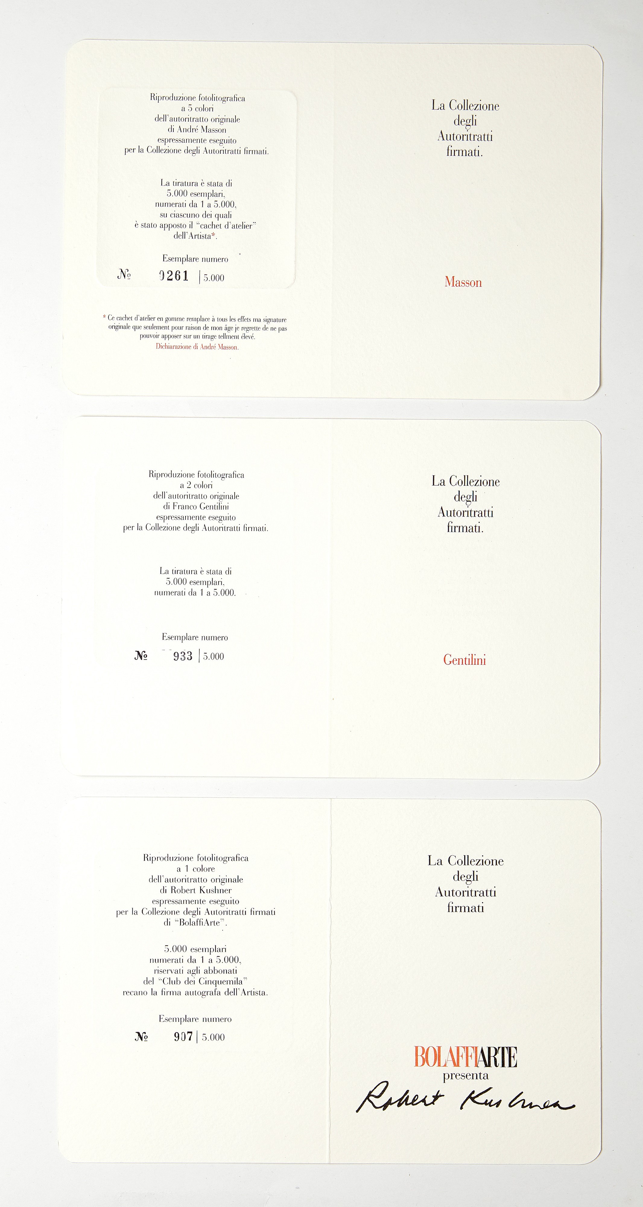 Riproduzioni fotolitografiche a 4 colori, Collezione di autoritratti firmati