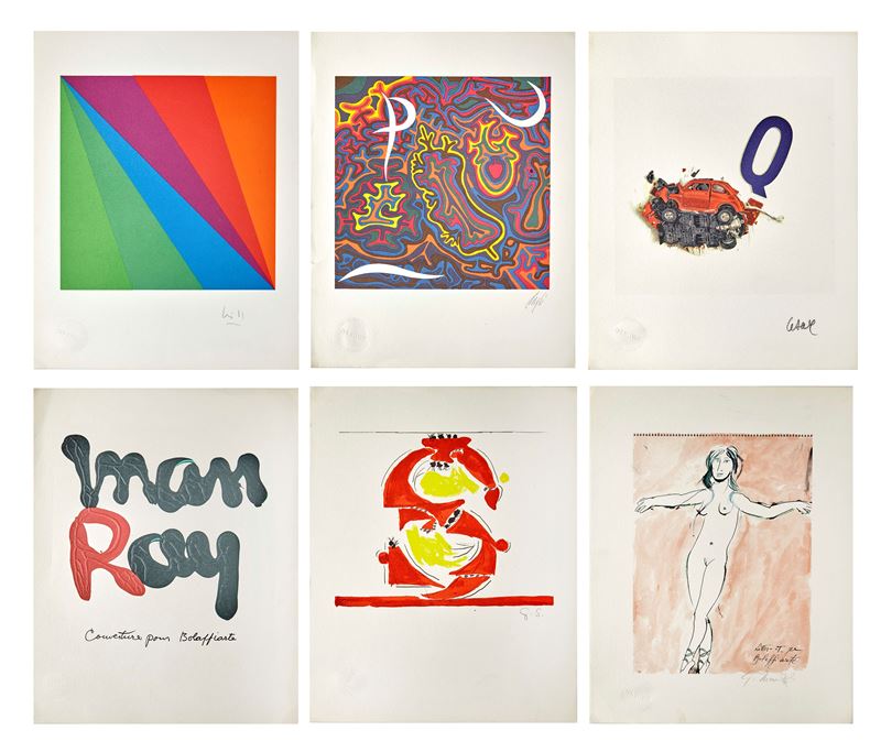Lotto di 6 fotolitografie serie "L'alfabeto"  - Riproduzione fotolitografica a più colori offset - Asta Grafiche e Multipli d'Autore - Fidelis Auctions