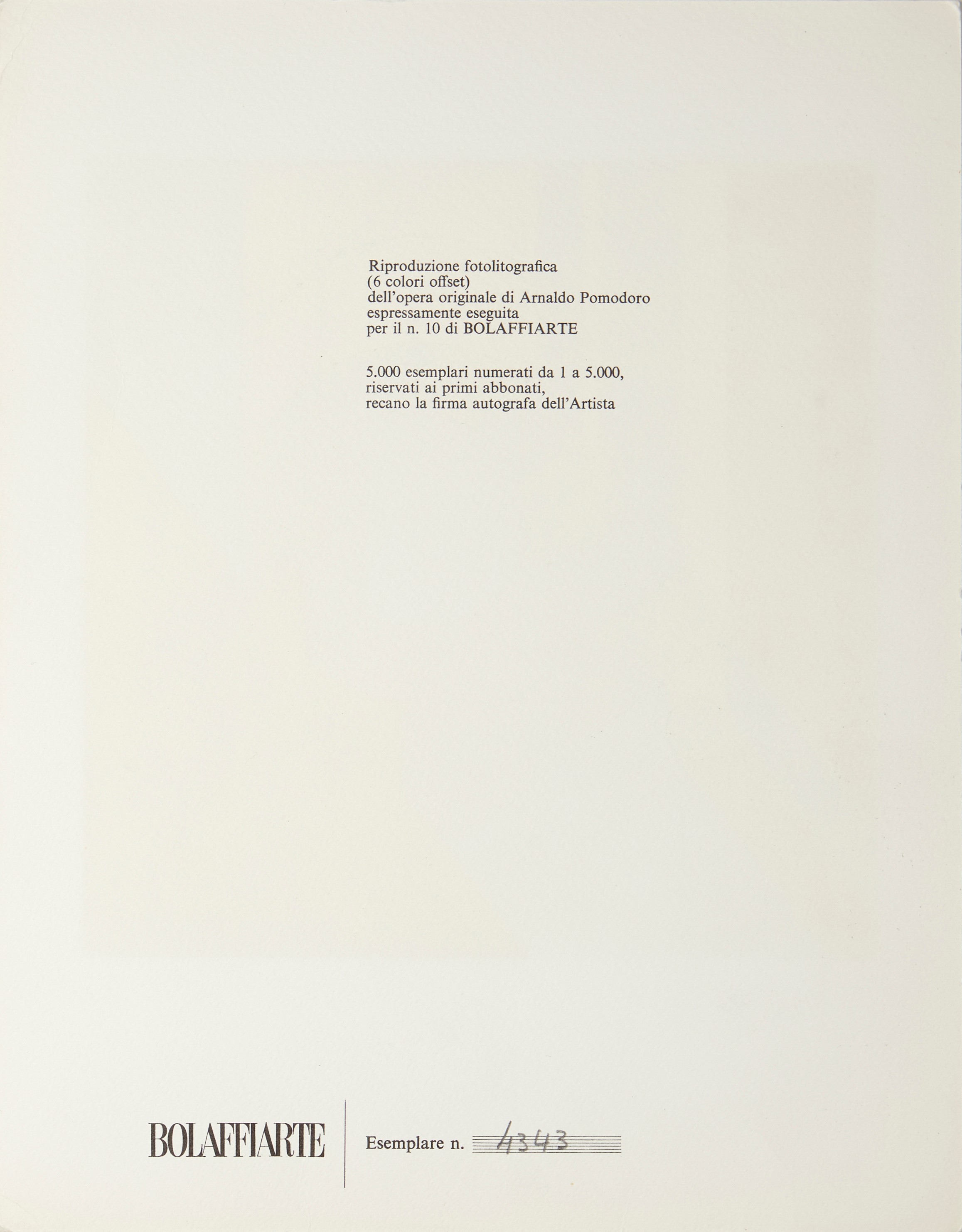 Arnaldo Pomodoro - Senza titolo (riproduzione fotolitografica a 6 colori offset), 1971