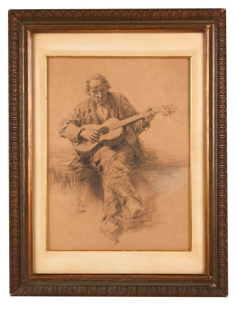 Luigi Nono : "Suonatore di chitarra"  - Asta Antiquariato - Fidelis Auctions