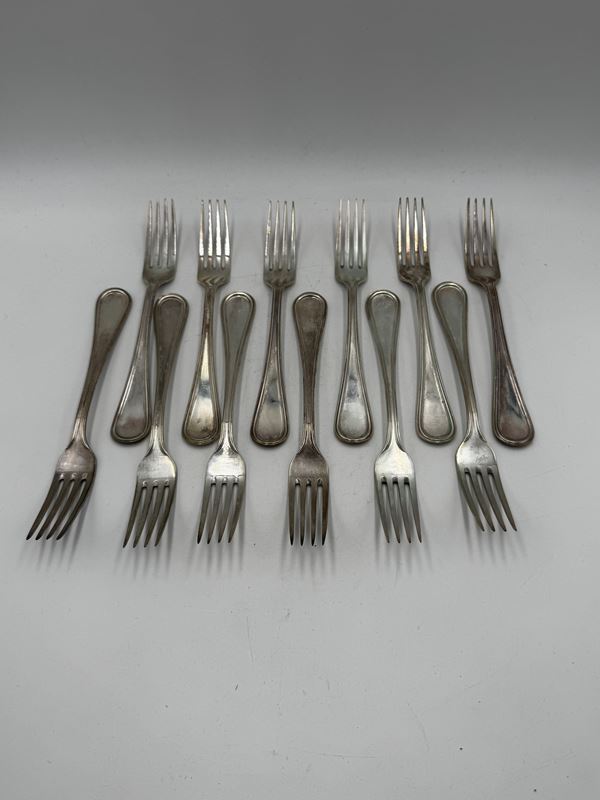 Set di 12 forchette in argento