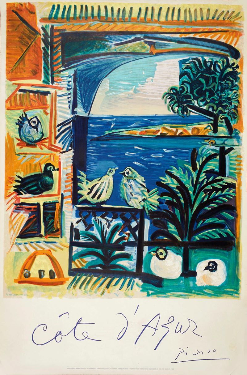 Pablo Picasso : "Côte d'Azur"  (1962)  - Manifesto su carta - Asta Arte Moderna e Contemporanea - Fidelis Auctions