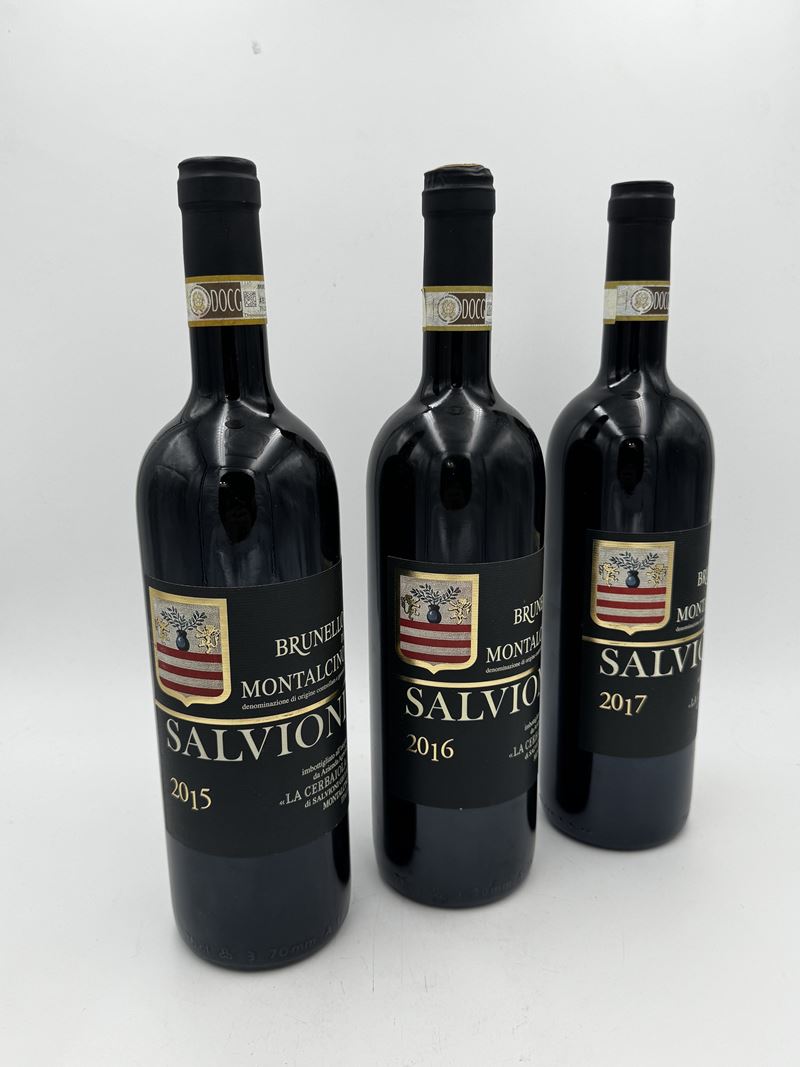 Verticale Brunello di Montalcino Salvioni La Cerbaiola 2015, 2016, 2017.  (2015 2016 2017)  - Brunello di Montalcino DOCG - Asta Vini Iconici e Champagne Storici - Fidelis Auctions