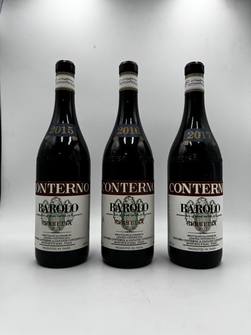 Verticale Giacomo Conterno Barolo Vigna Cerretta 2015 2016 2017  (2015 2016 2017)  - Barolo DOCG - Asta Vini Iconici e Champagne Storici - Fidelis Auctions