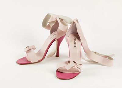 Sandali in pelle fucsia e rosa con lacci alla caviglia, Taglia 39