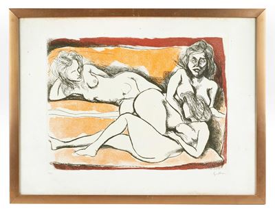 Nudo, litografia a colori su carta