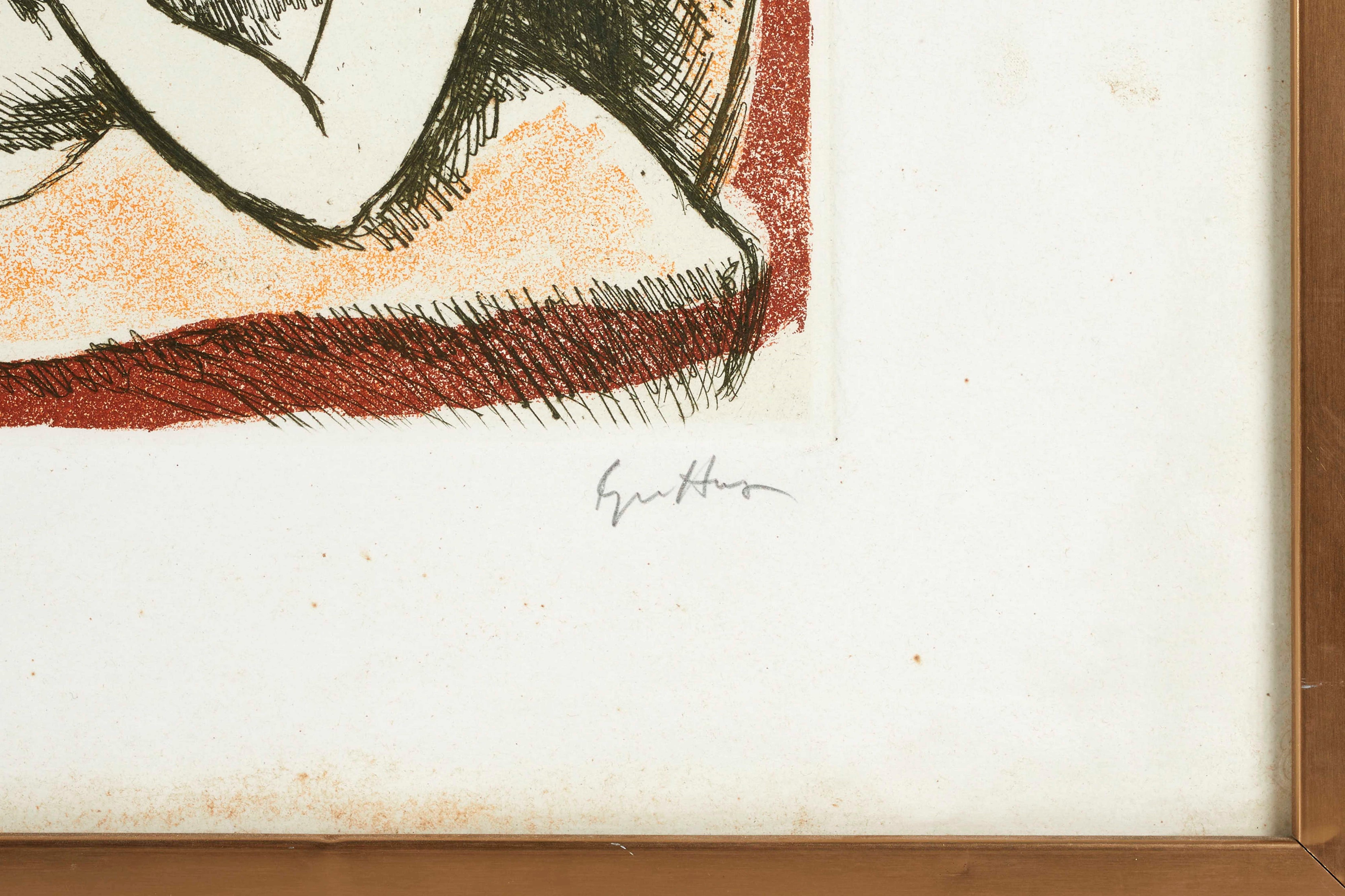 Renato Guttuso - Nudo, litografia a colori su carta