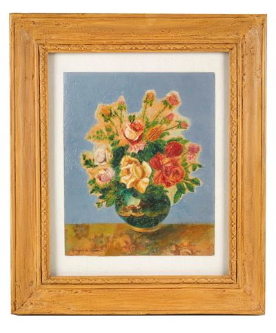 Vaso di fiori, olio su tavola