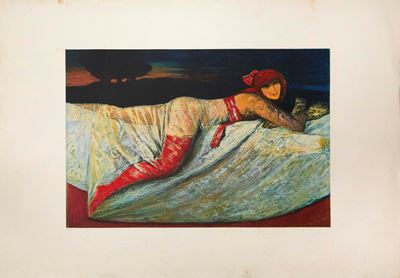 Odalisca - Litografia a colori su carta