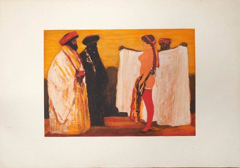 Salvatore Fiume : "Senza titolo"  - Litografia a colori su carta - Asta Grafiche e Dipinti del XX secolo - Fidelis Auctions