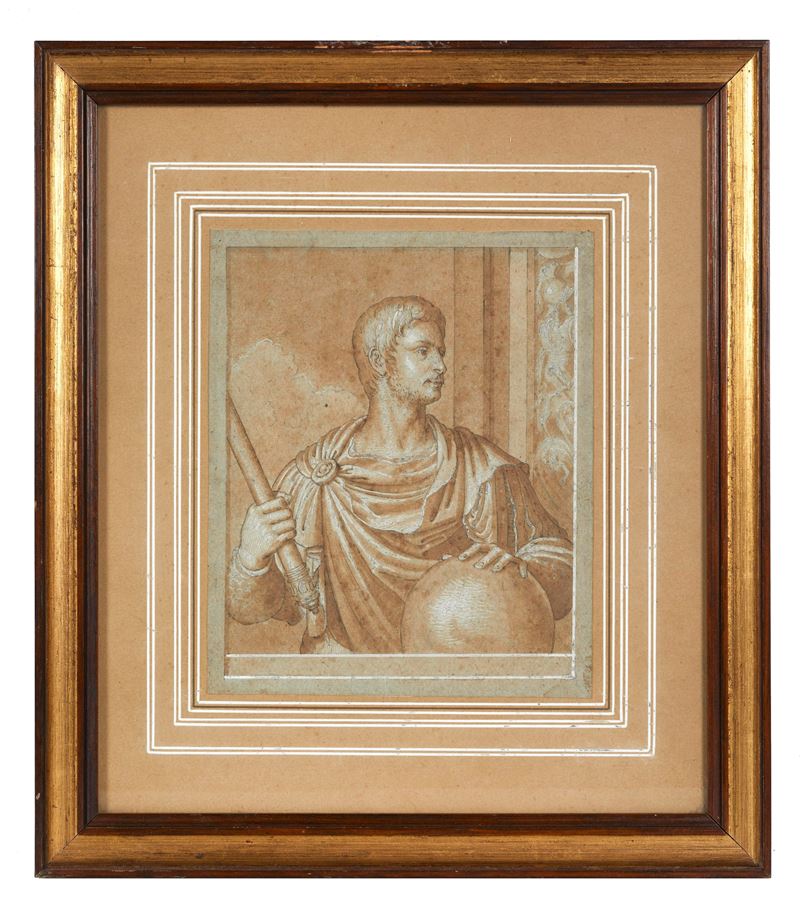 "Ritratto dell'imperatore Ottaviano Augusto"  - Acquerello su carta - Asta Antiquariato, Dipinti Antichi e Arti Decorative con una Selezione di Arti d'Oriente e d'Africa - Fidelis Auctions