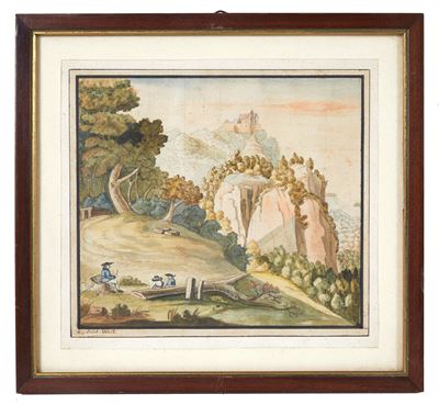 Maestro del XIX secolo, Paesaggio, acquerello su carta