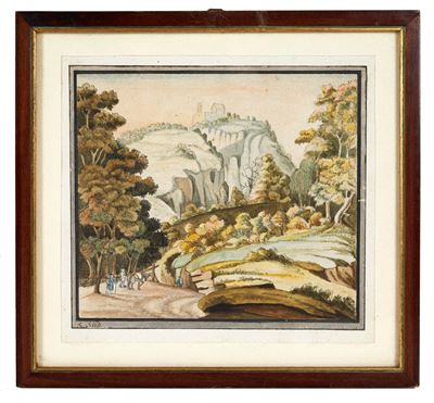 Maestro del XIX secolo, Paesaggio - Acquerello su carta