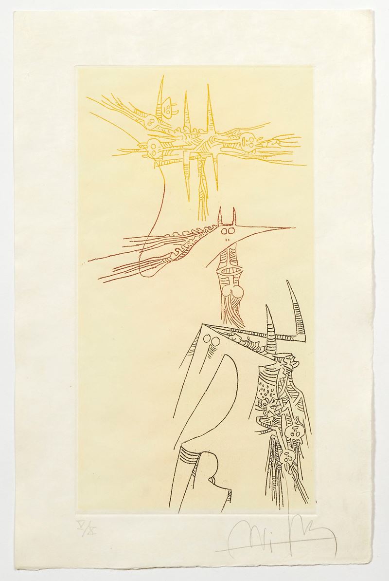 Wifred Lam : "L'antichambre de la nature"  (1966)  - Acquaforte su carta japon - Asta Grafiche e Multipli d'Autore - Fidelis Auctions