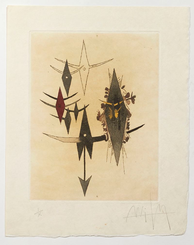 Wifred Lam : "Croiseur Noir"  (1972)  - Acquaforte e acquatinta su carta - Asta Arte Moderna e Contemporanea - Fidelis Auctions