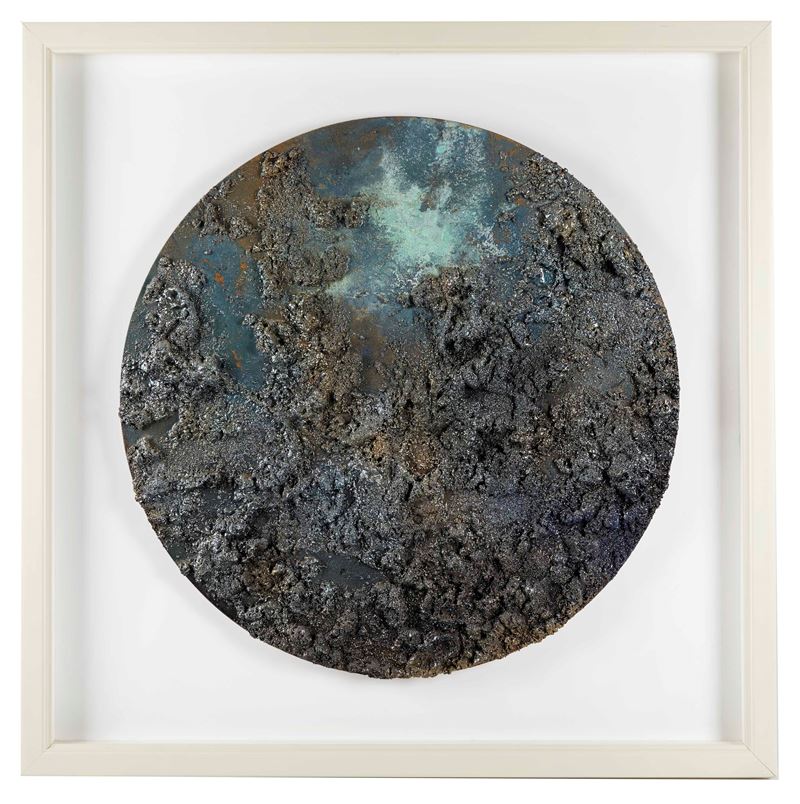 Paola Romano : "Luna verdastra"  (2016)  - Polimaterico su tavola - Asta Arte Moderna e Contemporanea - Fidelis Auctions