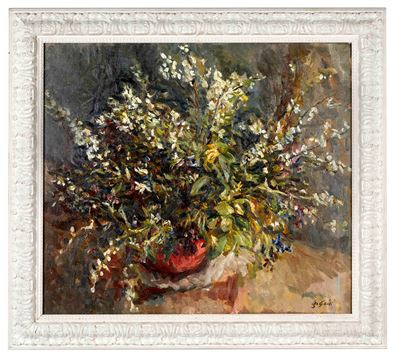 Vaso di fiori, olio su tela